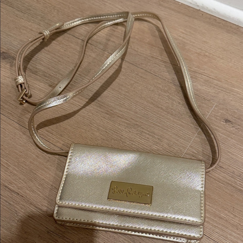 Lilly Pulitzer Gold Leather Crossbody Bag